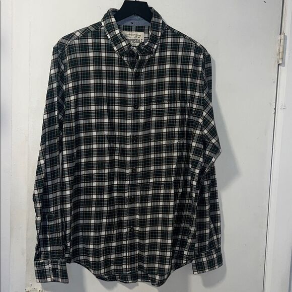 AEROPOSTALE Green and White Scottish Check Plaid Cotton Shirt-M NWT! - Picture 1 of 8